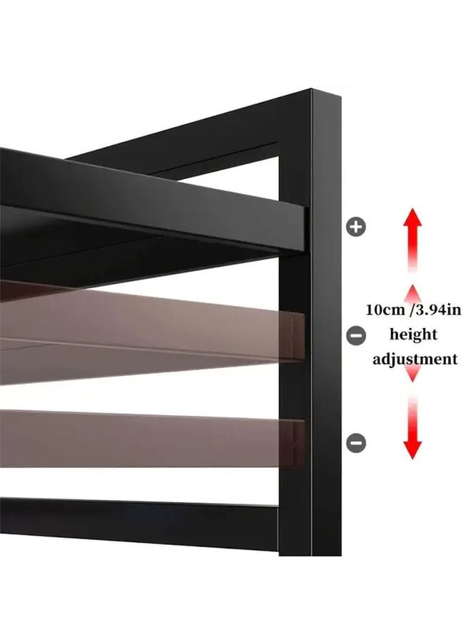 Black 2 Layer Heavy Duty Adjustable Microwave Stand Space Saving Countertop Organizer - Image 5
